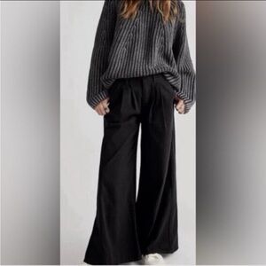 FREE PEOPLE Equinox Black Denim Wide Leg Trouser Jeans NEW